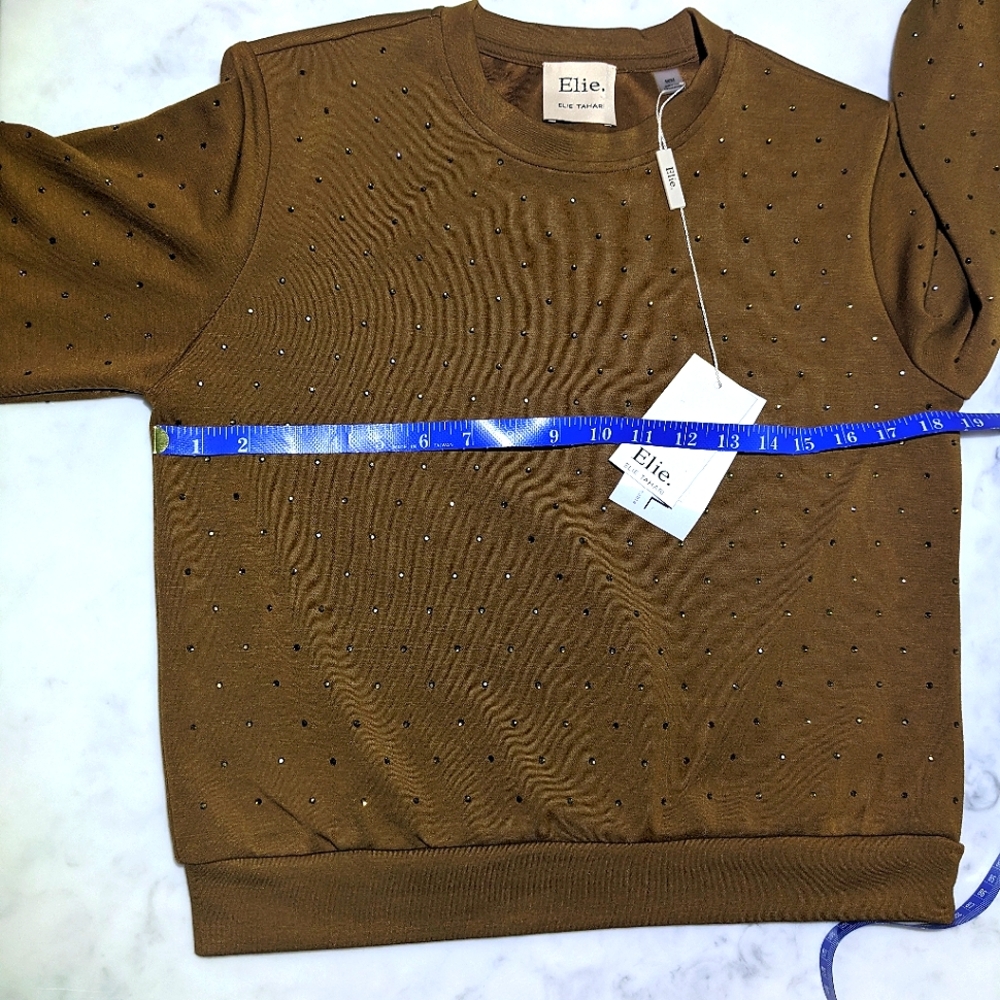 Elie Tahari Brown rhinestone Dot Sweater - Picture 8 of 9